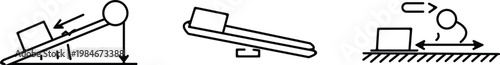 Simple machines illustrations inclined plane wedge and screw demonstrating mechanical advantage