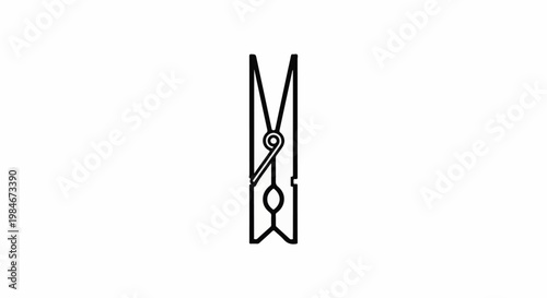Stylized outline of a single clothes pin on a white background