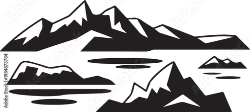 Glaciers Icebergs Environment, flat black travel vector symbol
