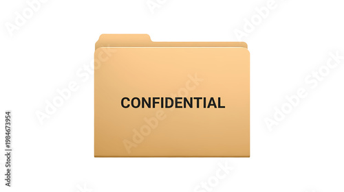 File folder marked confidential isolated on transparent background secure business document