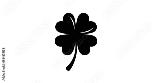 Black Silhouette Four Leaf Clover Symbol for Luck and Growth