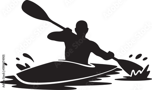 Kayaking canoeing flat black travel vehicle vector symbol