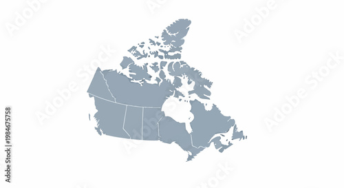 Stylized outline map of Canada with grey provinces and white borders