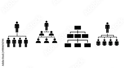 Schilderij op canvas Organizational structure charts displaying hierarchy and team relationships in a