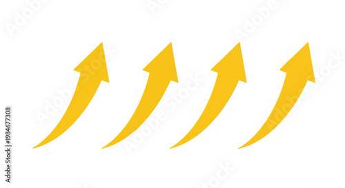 Four yellow arrows pointing upwards indicating progress and growth, visually representing positive trends and success