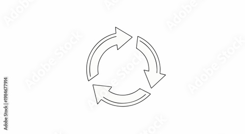 Three arrows in a continuous circular loop on a white background