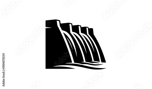 Dam logo icon vector minimal hydro power symbol isolated on white background