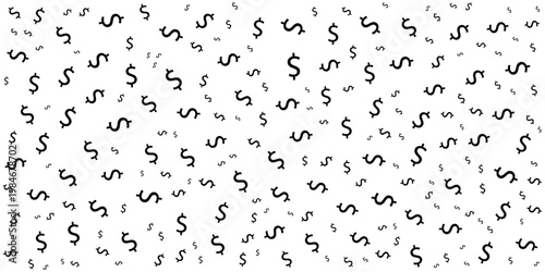 Lots of Dollar signs arranged on a white background. Vector image