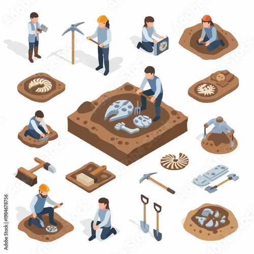 Archaeological Dig Site with Excavation and Discovery of Ancient Artifacts.