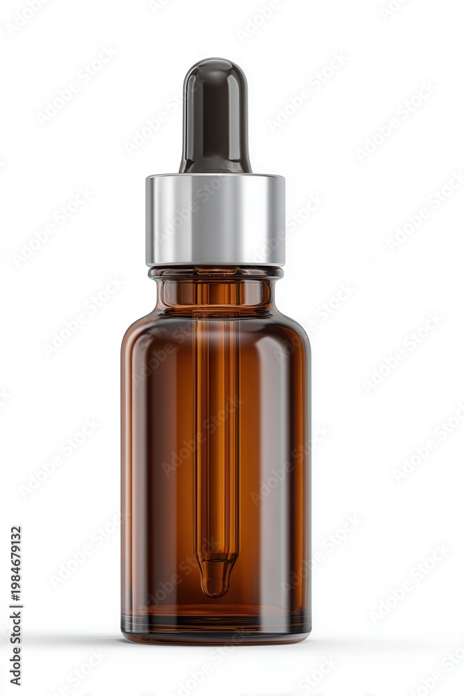 Fototapeta premium Brown glass bottle with dropper cap