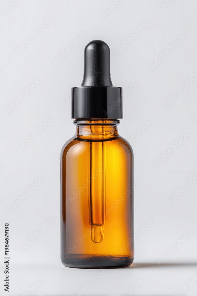 Fototapeta premium Amber glass dropper bottle sits center stage