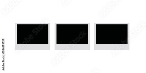 Realistic Empty White Polaroid Photo Frame Set – Realistic Polaroid Frames and Photo Template Mockup Collection with Different Shadows, Blank Black Space for Image or Picture Display