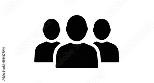 Three Silhouetted Figures Representing a Group of People.