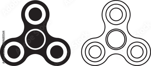 Fidget Spinner Icon Set, Solid and Outline Style, For Stress Relief and Focus