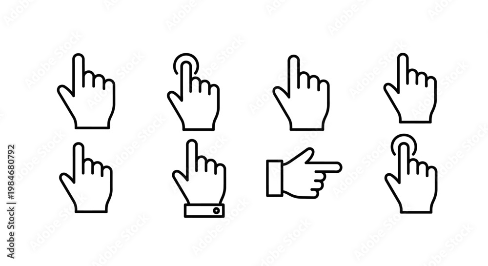 Fototapeta premium Set of Hand Cursor Icons for Digital Interaction and Navigation