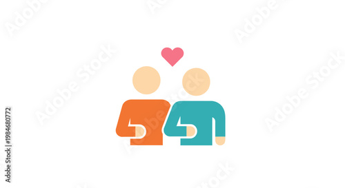 Couple Love Relationship Vector Illustration, Minimalist Flat Design Graphic for Valentine Day and Romantic Concepts