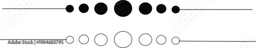 Minimalist Black and White Circles Pattern - Solid and Outline Dot Icons Vector Illustration Set