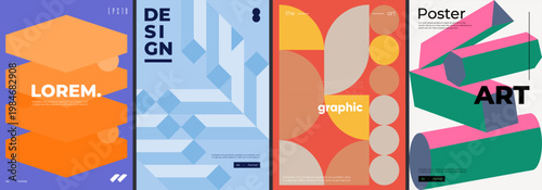 Trendy posters with different geometric design.