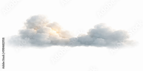A beautiful summer day features bright sunlight filtering through fluffy white cumulus clouds across a clear blue sky and heaven-like atmosphere