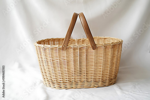 Empty Shopping Cart on Clean White Background , E commerce Symbol