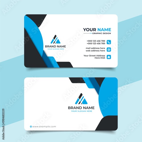 Creative modern blue business card design  name card corporate visiting card and simple clean template vector design