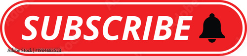 Red subscribe button with bell icon for youtube channel or social media subscription  call to action vector illustration