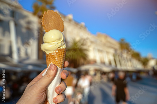 Eating ice cream on Split Riva promenade.
