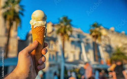 Eating ice cream on Split Riva promenade.