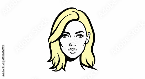 Stylized portrait of a young woman with short, wavy blonde hair