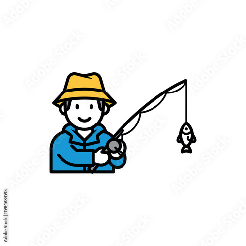 Man fishing with a fishing rod.