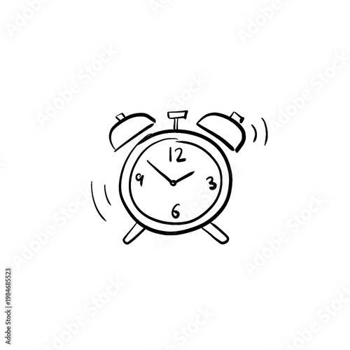 Ringing Alarm Clock Line Icon Isolated on Transparent Background