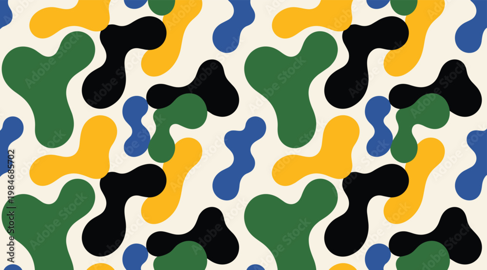 Fototapeta premium Seamless Abstract Camouflage Pattern with Organic Colorful Shapes