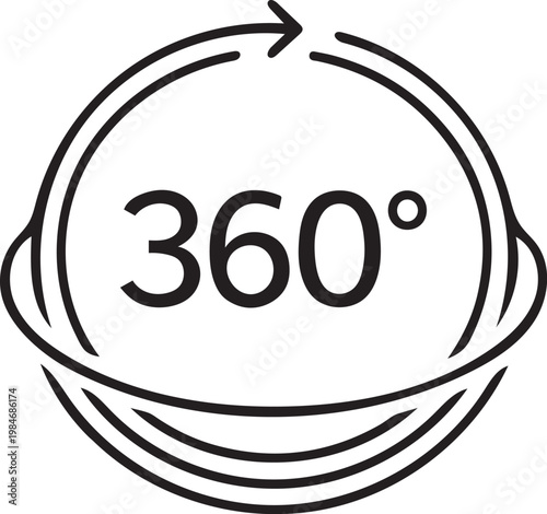 360 Degree Rotation Icon – Full View Circular Arrow Symbol