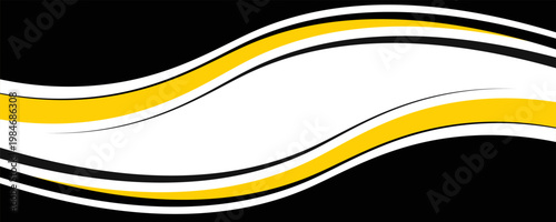 Sleek abstract wave background featuring flowing yellow and black curved bands on a white canvas, ideal for business, marketing, web headers, presentations, banners, 