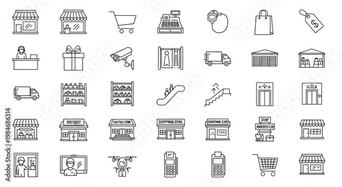 Ecommerce shopping icons and symbols.