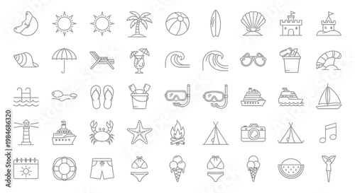 Summer Vacation Icon Set Graphics.
