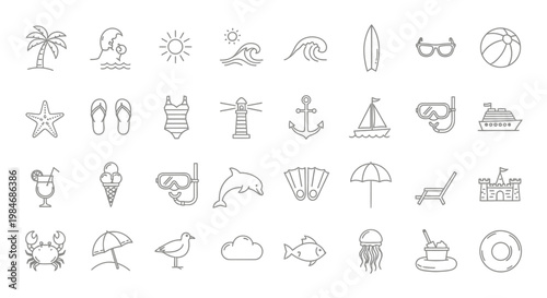 Summer Vacation Icons and Symbols.