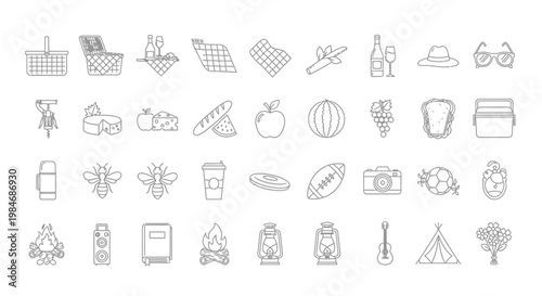 Various Camping and Outdoor Icons.