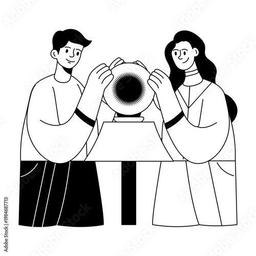 A glyph style illustration showing companion 
