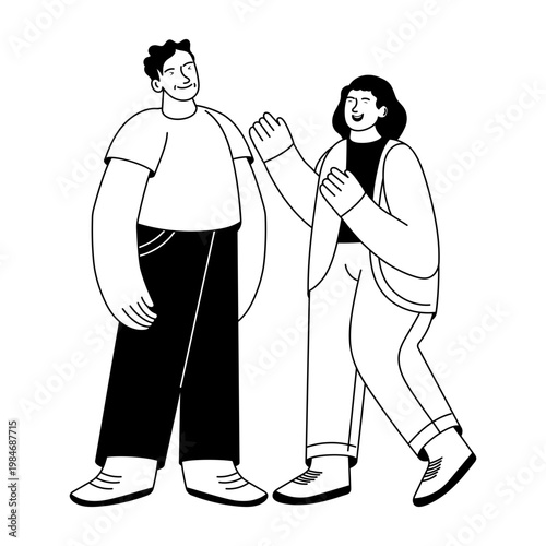 Glyph style illustration showing friends laughing 
