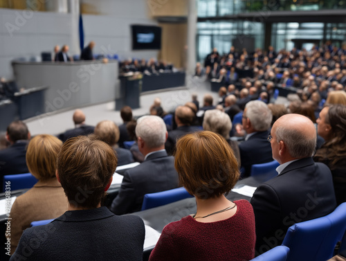 Bundestag plenary meeting with politicians discussing legislation