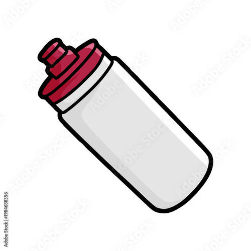 red and white drinking water bottle with a small hole in the lid