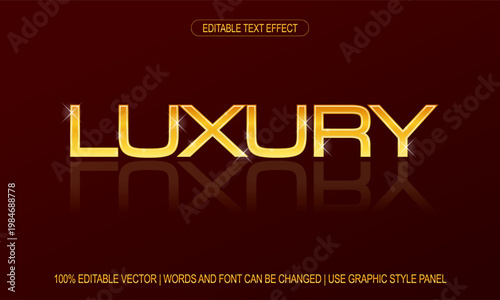Luxury Gold Editable Text Effect – Shiny Metallic Reflection Graphic Style