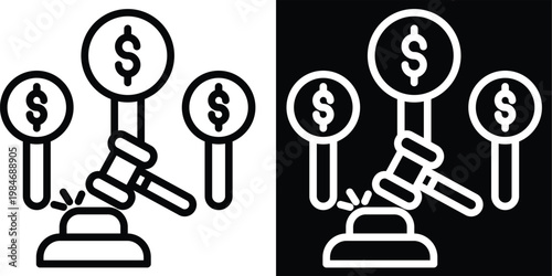 auction Two-tone version in black and white background