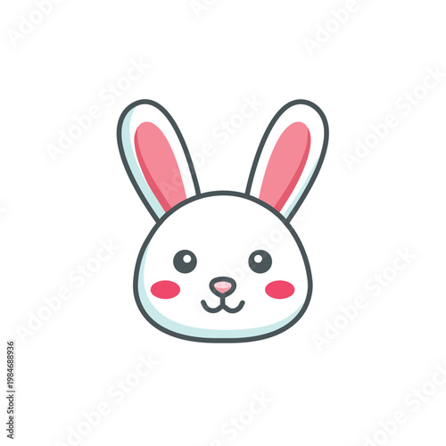 Kawaii Bunny Head Simple Pastel Illustration