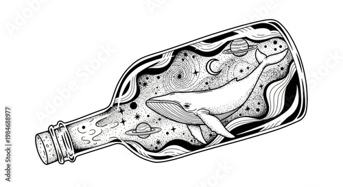 Whale in a Bottle with Stars and Planets, Cosmic Dream
