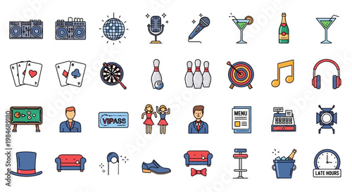 Various icons for leisure activities.