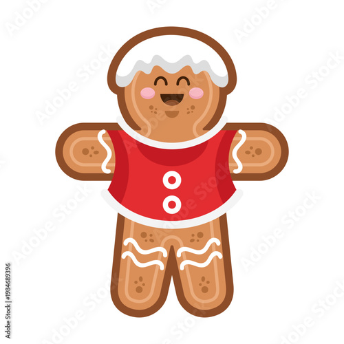 Cute Kawaii Classic Beige Gingerbread Man 