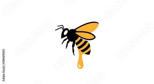 Cute Bee Dripping Honey on White Background, Vector Illustration