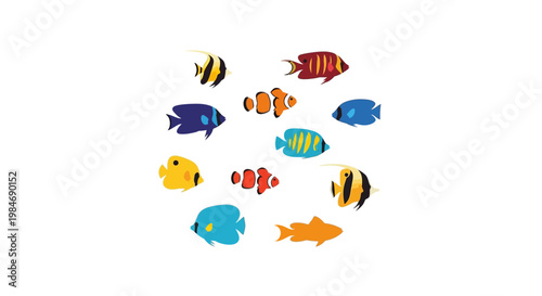 Colorful Tropical Fish Collection - Underwater Marine Life Illustration